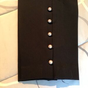 Previously Worn Career Black Pants With Five Pearl-like Buttons On Each Leg